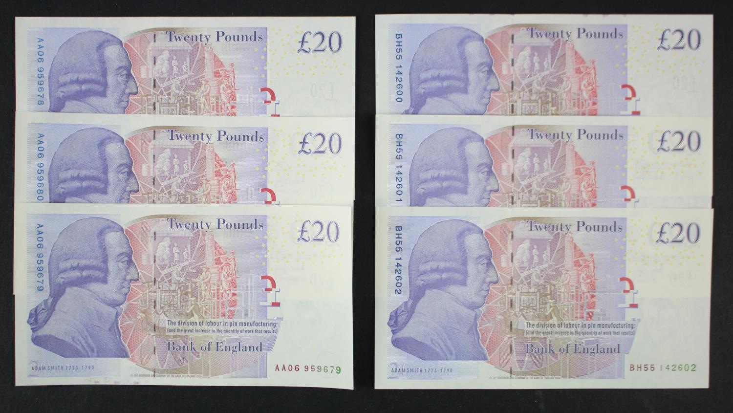 Bailey 20 Pounds (B405) issued 2007 (6), two consecutively numbered runs, including FIRST SERIES ' - Image 2 of 2