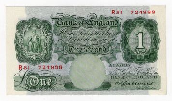 Catterns 1 Pound (B225) issued 1930, serial R51 724888 (B225, Pick363b) EF+
