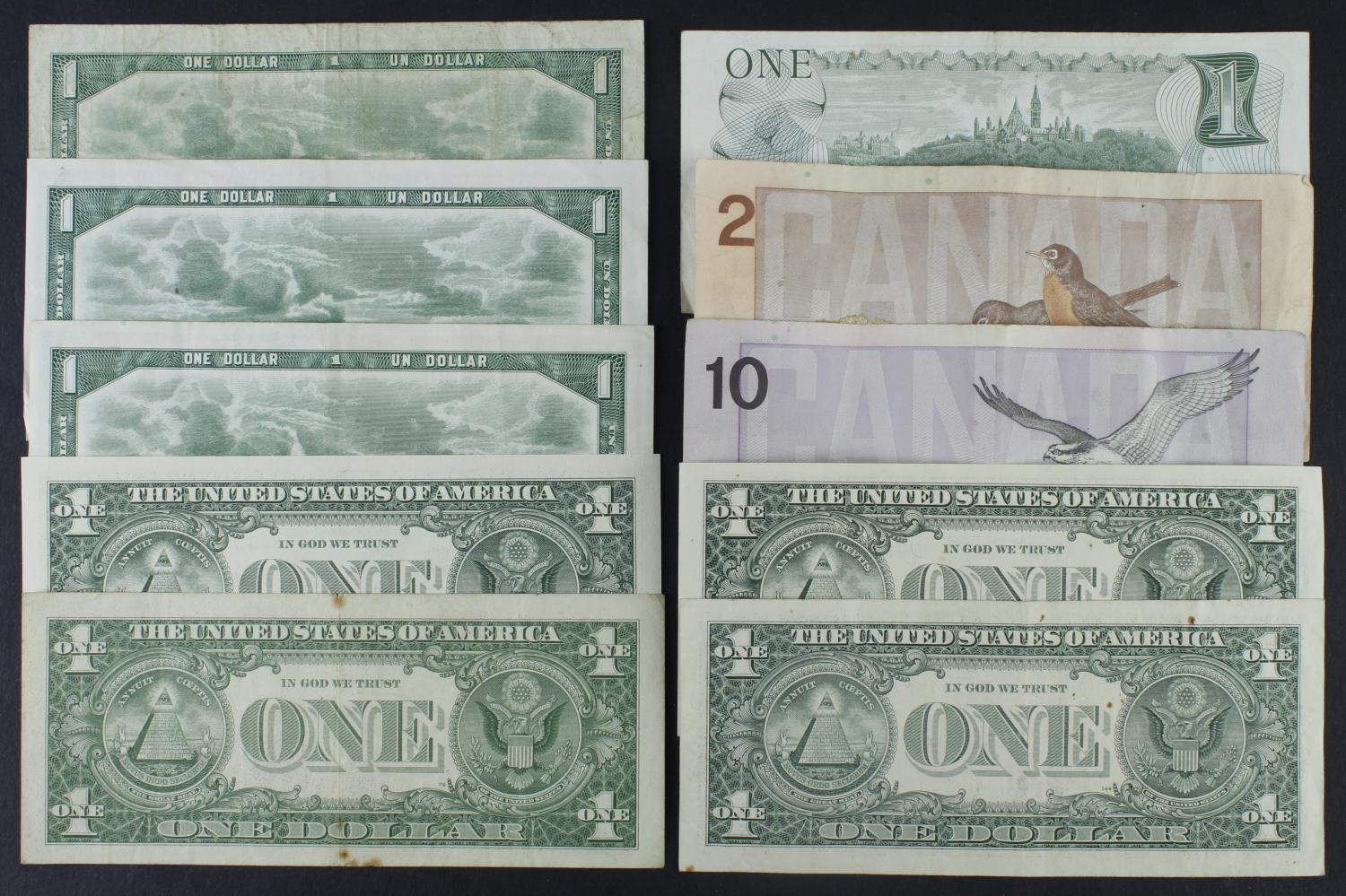 Canada and USA (10), Canada 1 Dollar dated 1954 (2) signed Coyne and Towers, a consecutively - Image 2 of 2