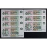 Scotland, Clydesdale Bank 1 Pound (7) dated 9th November 1988, a consecutively numbered run of