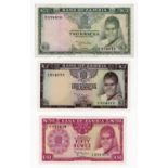 Zambia (3), 50 Ngwee, 1 Kwacha & 2 Kwacha issued 1968, serial 5/A 370419, 2/B 814373 & 10/C