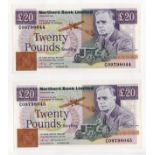 Northern Ireland, Northern Bank Limited 20 Pounds (2) dated 30th March 1992, signed S.H. Torrens,