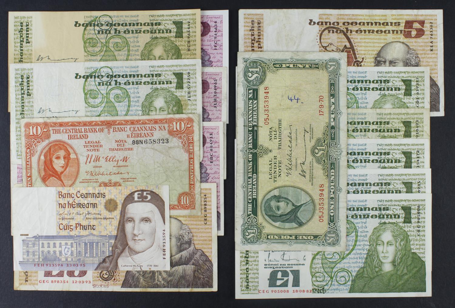 Ireland Republic (15), comprising 10 Shillings 1959, 1 Pound (8) 1970, 1977, 1981, 1982, 1983, 5