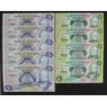 Scotland, Bank of Scotland (9), groups of consecutive numbers plus one others, 5 Pounds (5) dated