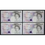 Gill 20 Pounds (B358) issued 1991 (4), 2 consecutively numbered pairs of FIRST SERIES notes,