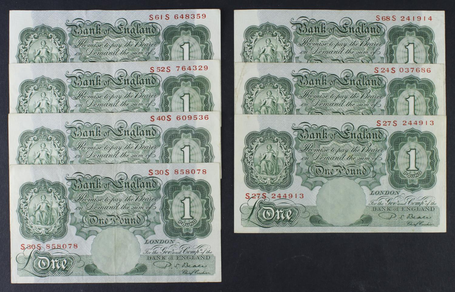 Beale 1 Pound (B269) issued 1950 (7), a collection of REPLACEMENT notes, prefixes S24S, S27S,