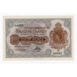 Falkland Islands 50 Pence dated 20th February 1974, serial D40005 (BNB B215b, Pick10b) Uncirculated