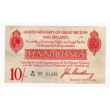 Bradbury 10 Shillings (T12.1) issued 1915, FIRST PREFIX of issue, 5 digit serial number A/78