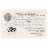 Peppiatt 5 Pounds (B264) dated 17th March 1947, serial L67 057755, London issue on thin paper, a