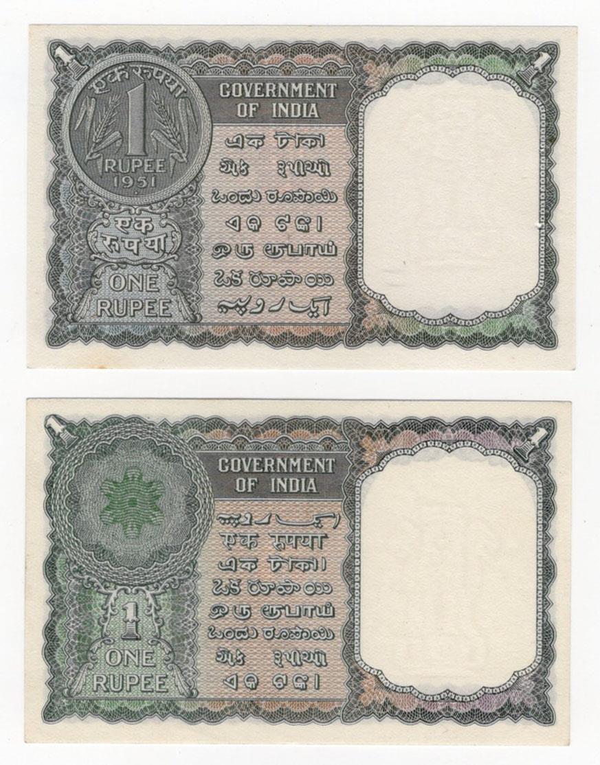 India (2), 1 Rupee issued 1949 - 1950 and 1 Rupee dated 1951, both signed K.G. Ambegaonkar, serial - Image 2 of 2