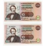 Scotland, Clydesdale Bank 10 Pounds (2) dated 9th November 1990, signed A.R.C. Hamilton, a