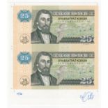 Test Note, 25 Korun Slovakia (not legal tender), private essay security printing specimen test