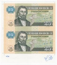 Test Note, 25 Korun Slovakia (not legal tender), private essay security printing specimen test