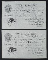 Beale 5 Pounds (B270) dated 17th May 1949 (2), a consecutively numbered pair from a group of 8