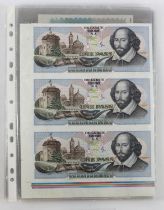 Test/Advertising Notes (29), including an uncut sheet of 3 De La Rue Giori One Pass, De La Rue 5