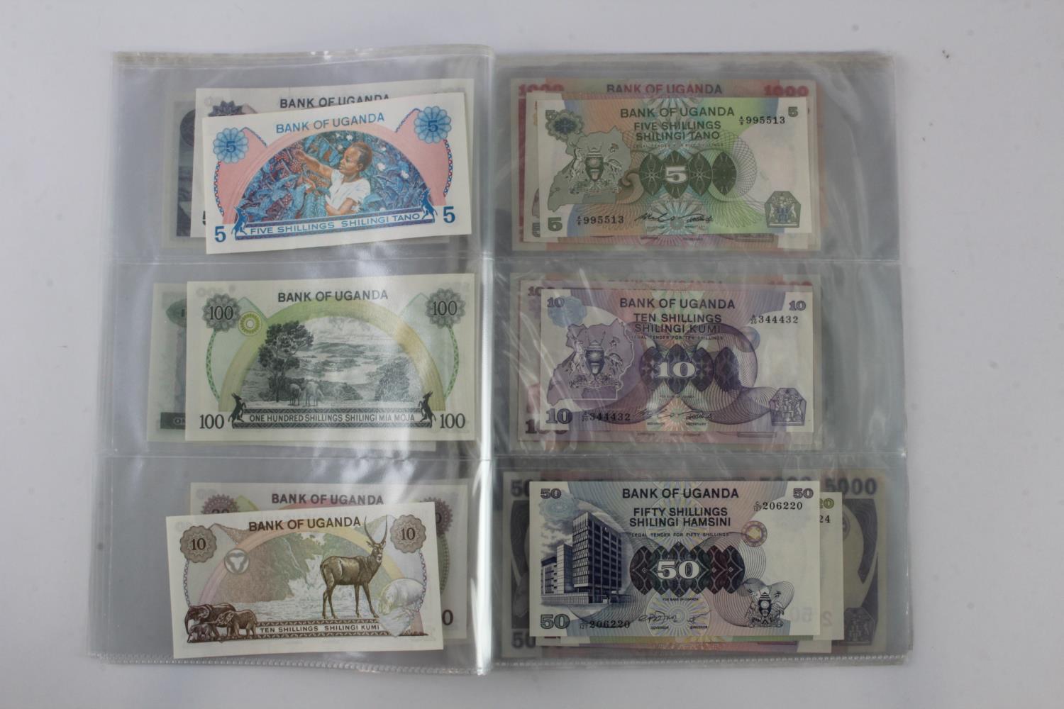 Uganda (35), an Uncirculated group in album pages, 5 Shillings, 10 Shillings, 20 Shillings, 50 - Image 6 of 15