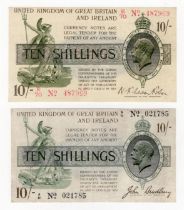 Bradbury and Warren Fisher (2), Bradbury 10 Shillings (T18) issued 1918, serial A/11 021785, No.