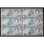 Cayman Islands 1 Dollar REPLACEMENT notes (6) dated 2006, including a consecutively numbered pair,