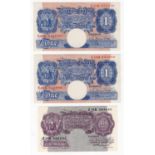 Peppiatt (3), 10 Shillings and 1 Pound issued 1940, 10 Shillings mauve WW2 emergency issue, serial