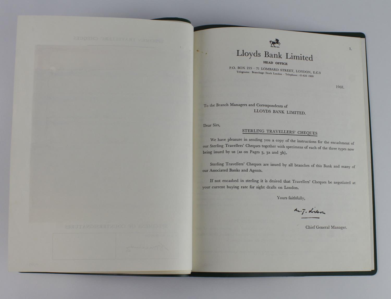 Lloyds Bank Limited SPECIMEN Letters of Credit, Letters of Indication and Travellers Cheques 1950' - Image 12 of 20