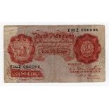 Beale 10 Shillings (B266) issued 1950, scarce VERY LOW number FIRST series note, serial Z32Z