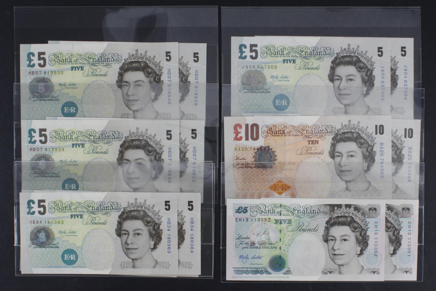 Lowther (14), a group of consecutive pairs, 10 Pounds issued 2000, BA20 764563 - BA20 764563, 5