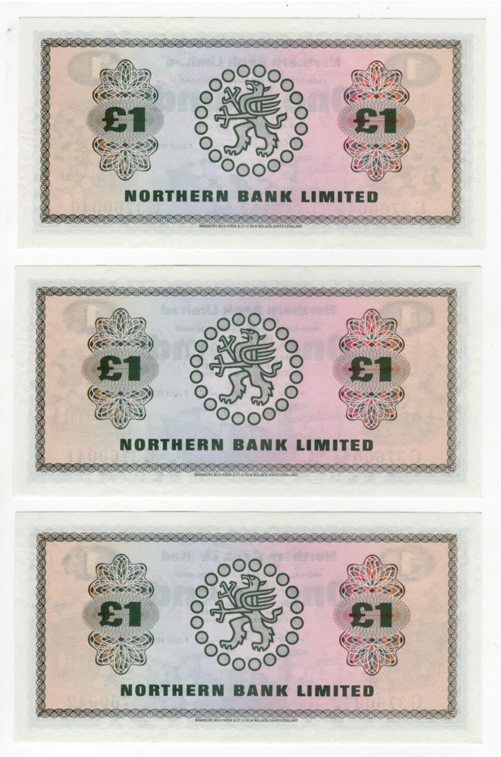 Northern Ireland, Northern Bank Limited 1 Pound (3) dated 1st July 1970 signed W.S. Wilson, a - Image 2 of 2