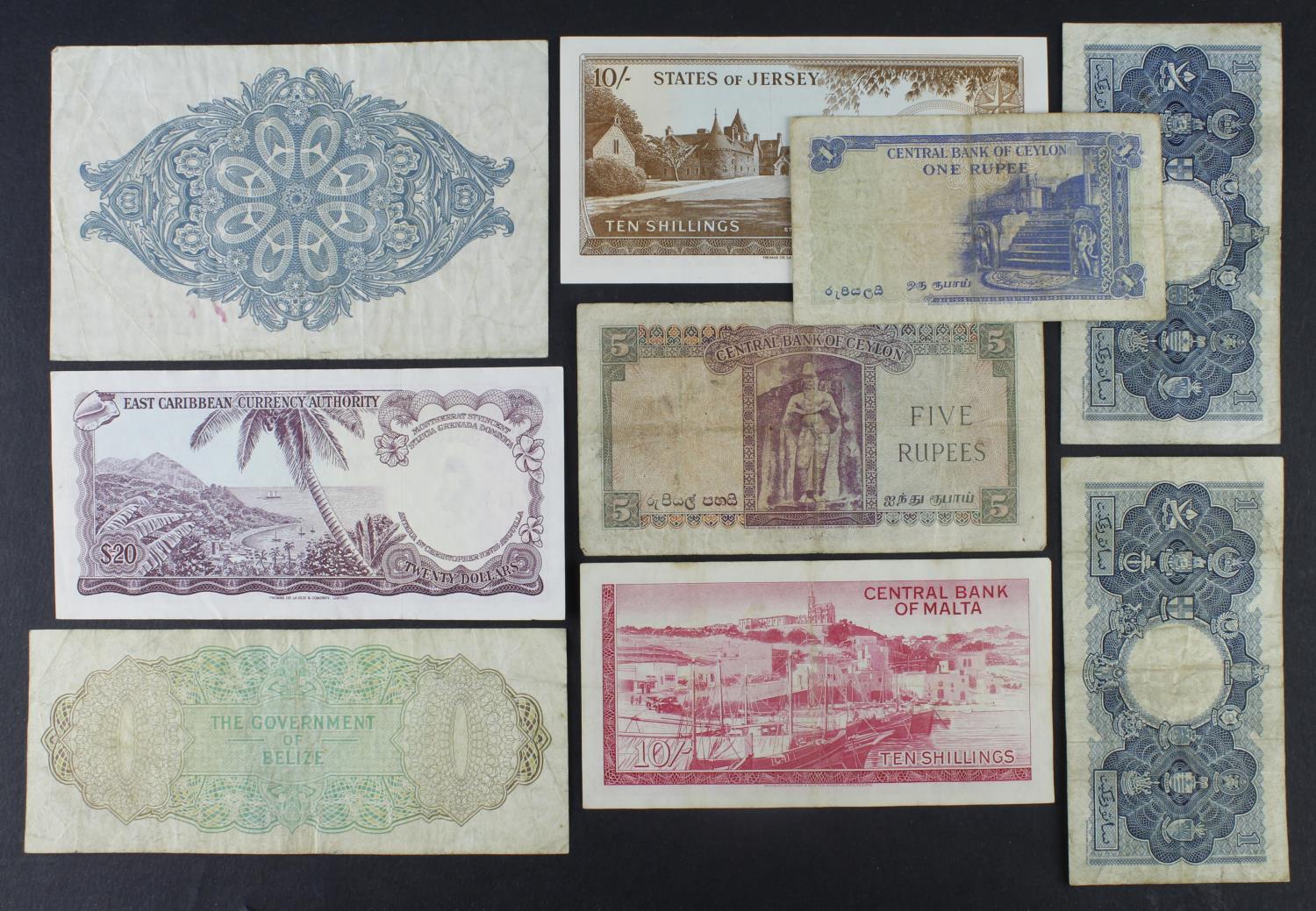 British Commonwealth (9), a group of Queen Elizabeth II portrait notes, Ceylon 5 Rupees and 1 - Image 2 of 2