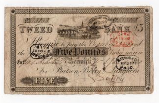 Tweed Bank, Berwick on Tweed 5 Pounds dated 1840, for Batson, Berry & Langhorn, serial B3858 (