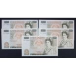 Somerset 50 Pounds (B352) issued 1981 (5), a consecutively numbered run of 'A' PREFIX notes,