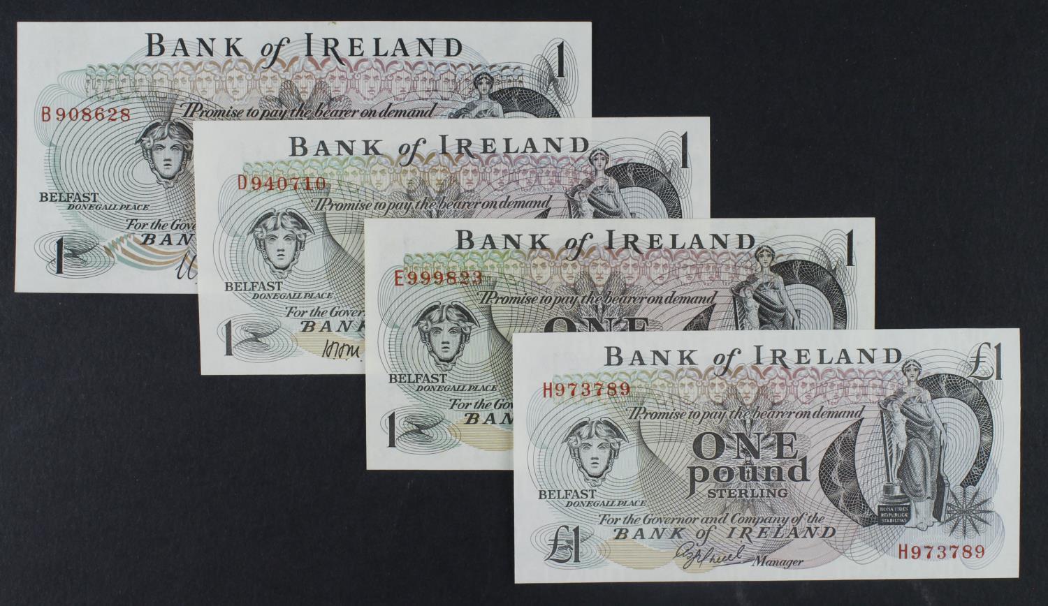 Northern Ireland, Bank of Ireland (4), 1 Pound issued 1967, signed W.E. Guthrie, serial B908628 (PMI