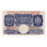 ERROR Peppiatt 1 Pound issued 1940, WW2 emergency issue, missing 3 digits from serial number at