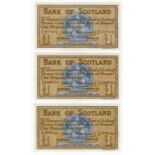 Scotland, Bank of Scotland 1 Pound (3) dated 1st December 1959, signed Lord Bilsland and William