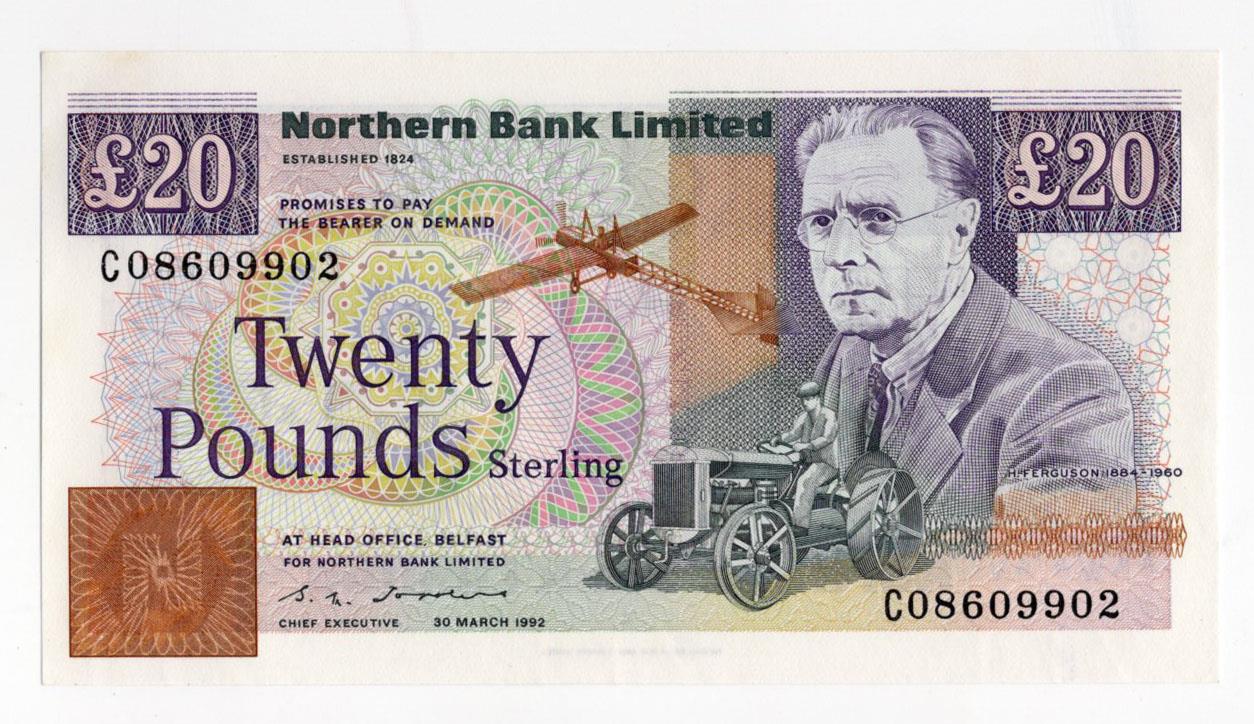Northern Ireland, Northern Bank Limited 20 Pounds dated 30th March 1992, signed S.H. Torrens, serial