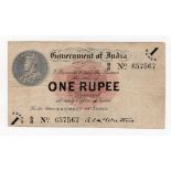 India 1 Rupee dated 1917, portrait King George V at top left, signed McWatters, serial S/8 657567 (