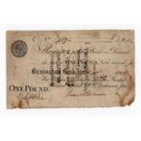 Birmingham Bank 1 Pound dated 1807, serial No. 407 for Dickenson, Goodall, Goodall & Dickenson Jnr.,