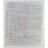The City Bank Limited Letter of Credit for £255.17 dated 23rd April 1881, incorporated in 1880