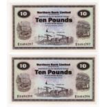 Northern Ireland, Northern Bank Limited 10 Pounds (2) dated 1st January 1976, a consecutively