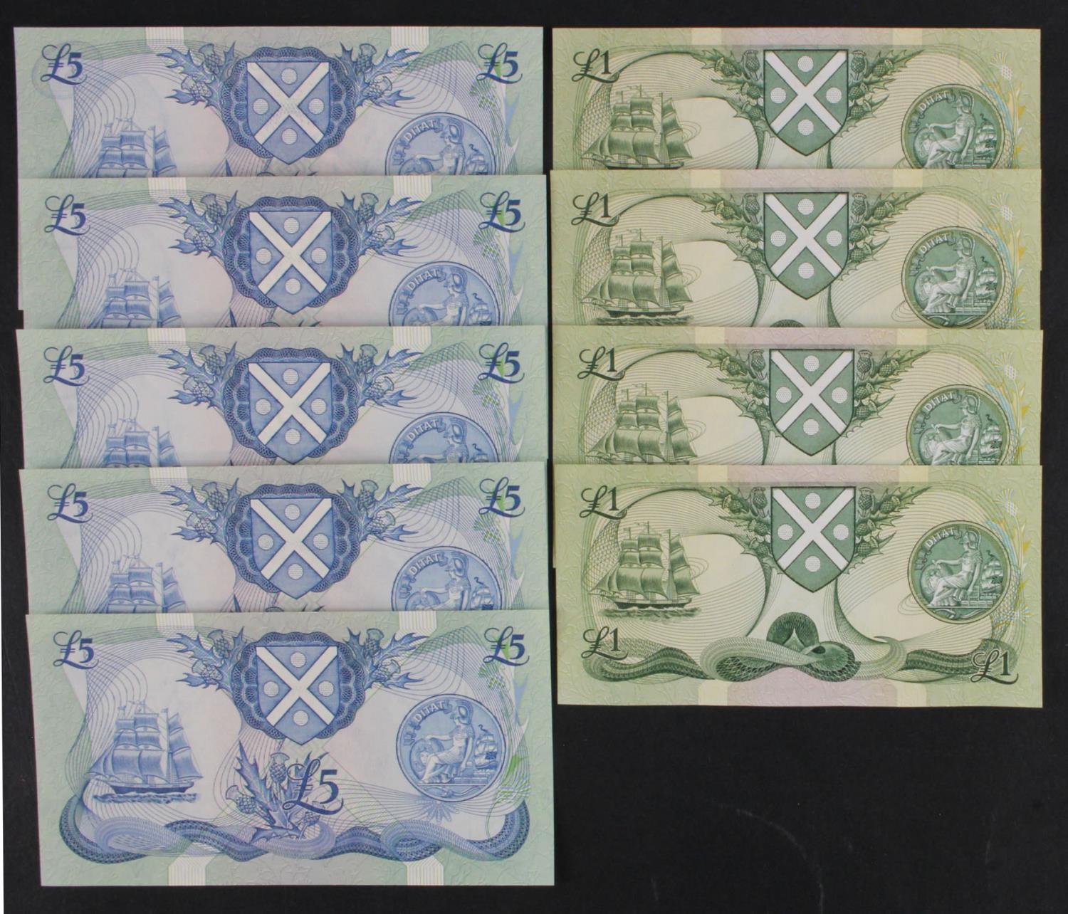 Scotland, Bank of Scotland (9), groups of consecutive numbers plus one others, 5 Pounds (5) dated - Image 2 of 2