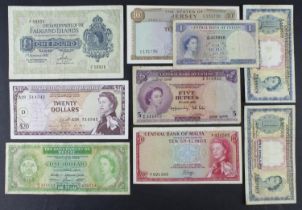 British Commonwealth (9), a group of Queen Elizabeth II portrait notes, Ceylon 5 Rupees and 1