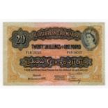 East African Currency Board 20 Shillings or 1 Pound dated 1st January 1955, serial F19 14022,