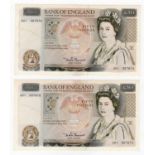 Somerset 50 Pounds (B352) issued 1981 (2), a consecutively numbered pair of FIRST RUN notes,