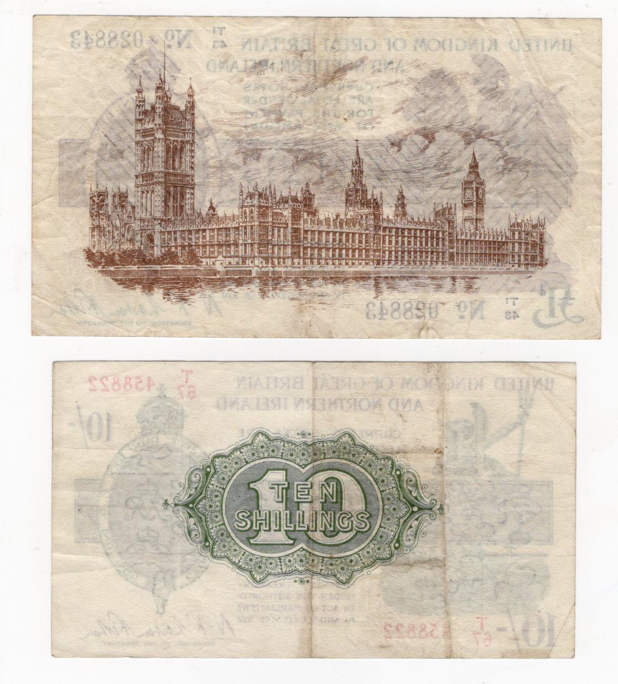 Warren Fisher (2), 1 Pound (T35) issued 1927, Great Britain & Northern Ireland issue, serial T1/43 - Image 2 of 2