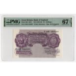 Peppiatt 10 Shillings (B251) issued 1940, mauve WW2 emergency issue, FIRST SERIES, serial Z18D