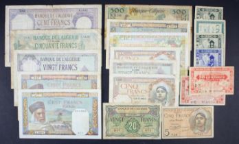 Algeria (19), 50 Francs and 100 Francs 1936, 500 Francs 1958, 100 Francs (3) 1941, 1942, 1945, 50