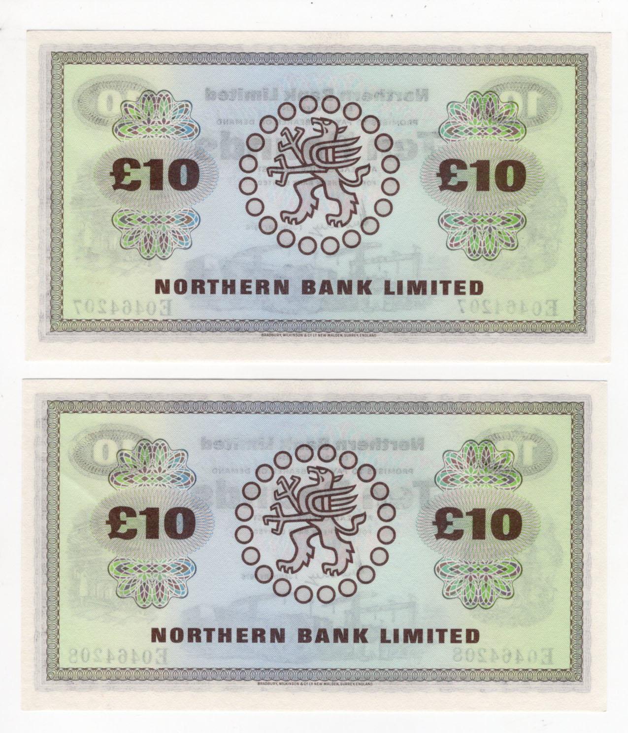 Northern Ireland, Northern Bank Limited 10 Pounds (2) dated 1st January 1976, a consecutively - Image 2 of 2