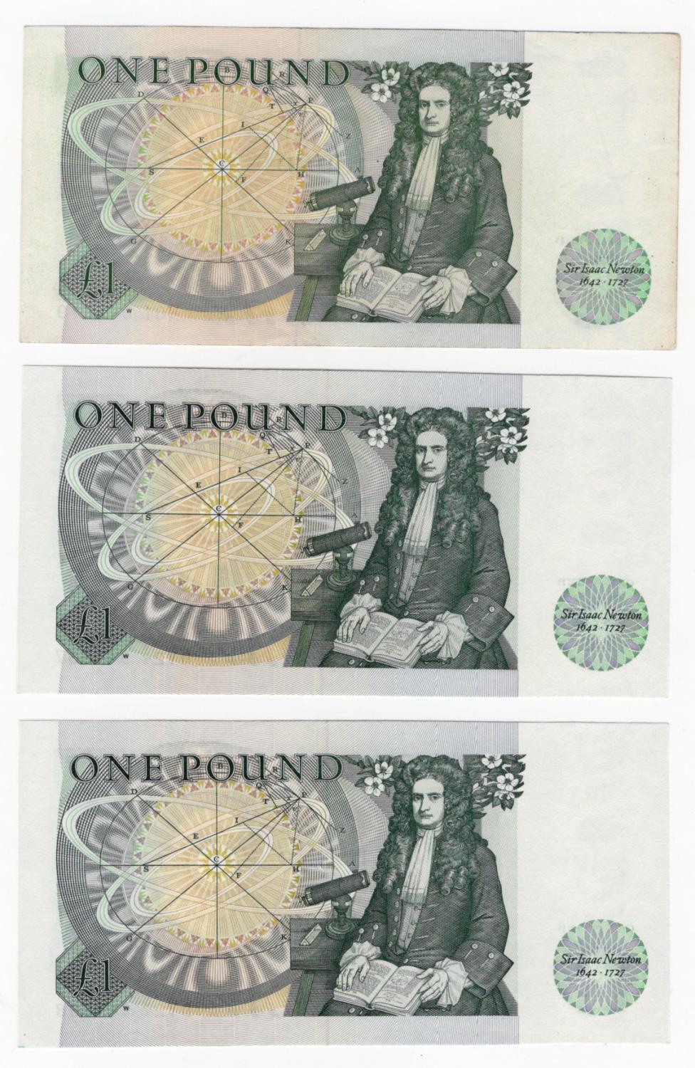 Somerset 1 Pound (B341) issued 1981 (3), a consecutively numbered pair of LAST RUN 'DY21' prefix, - Image 2 of 2