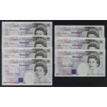 Gill 20 Pounds (B358) issued 1991 (7), a group of FIRST SERIES notes (B358, Pick384a) EF+ to about