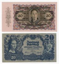 Austria (2), 20 Schillings dated 2nd February 1946, serial 1221 03038 (BNB B227a, Pick123) EF+, 20