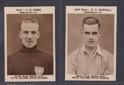 Trade cards, British Chewing Sweets (Oh Boy Gum), Photos of Footballers, Birmingham, two cards, H.E.